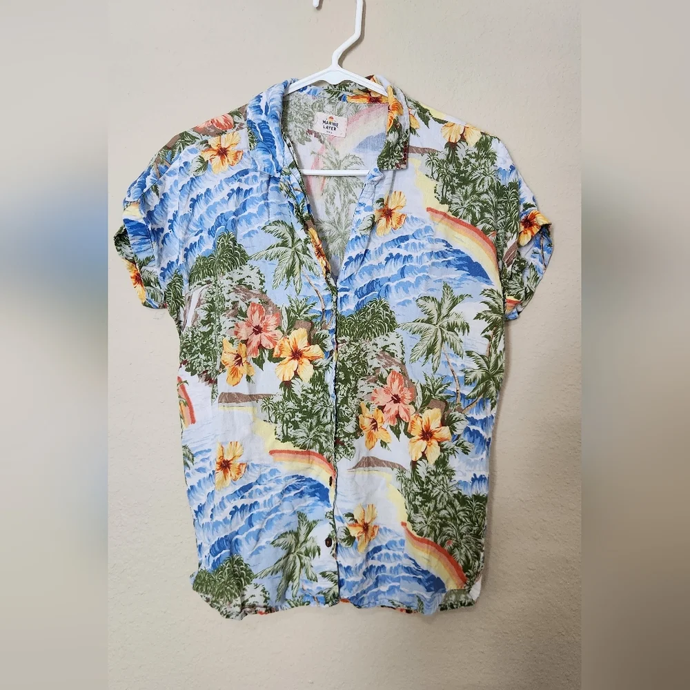 Marine Layer Tropical Button Down Shirt Size Small - Picture 2 of 8